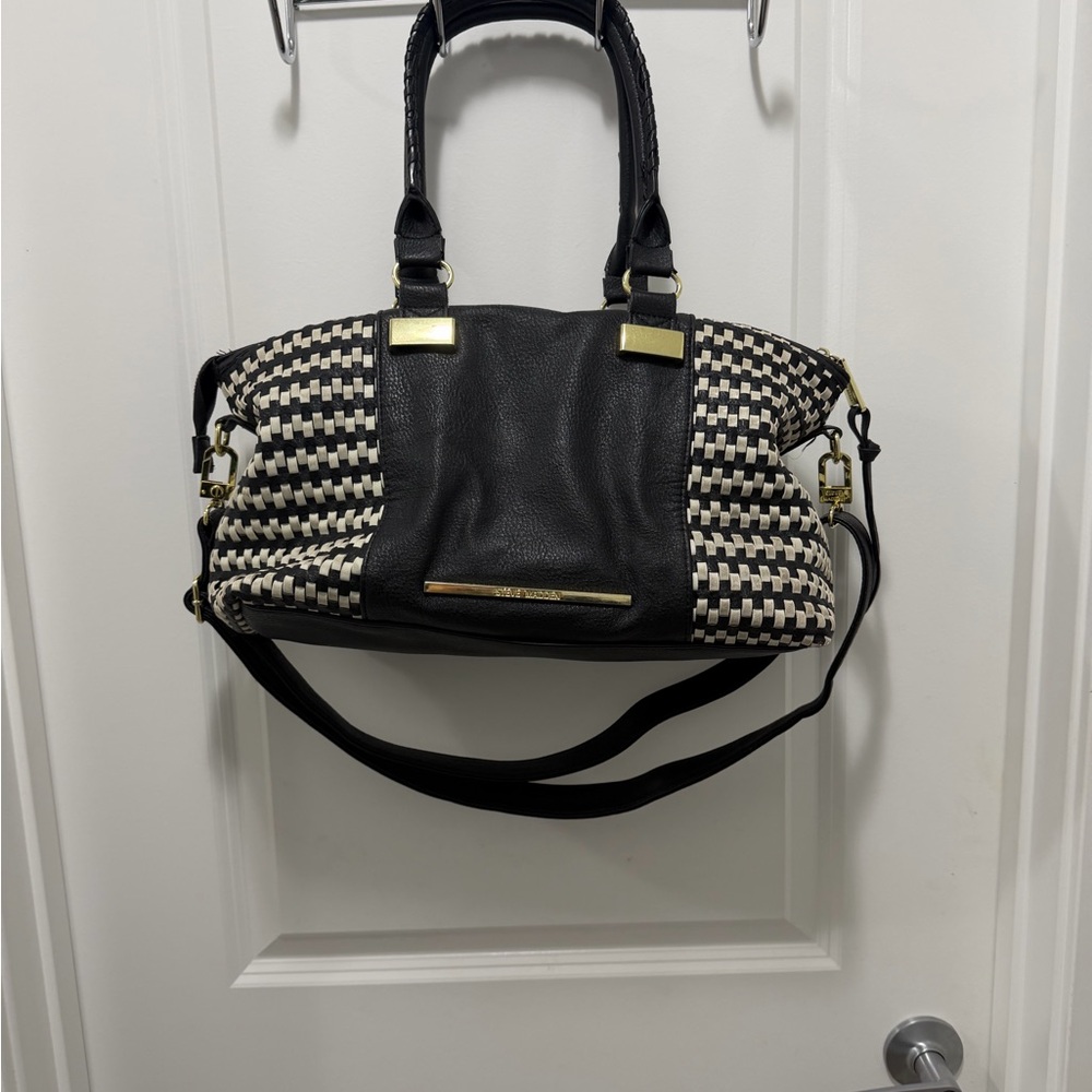 Steve Madden Woven Faux Leather Shoulder Bag